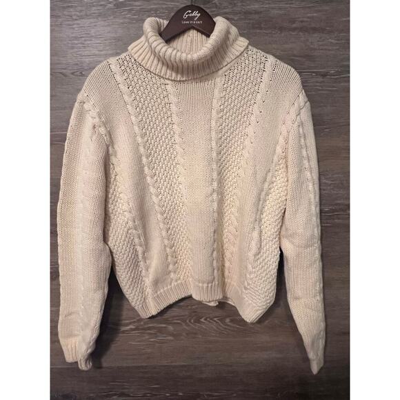 Lord and taylor Fisherman Sweater Pullover Women Size Large Preppy Neutral - Picture 1 of 7